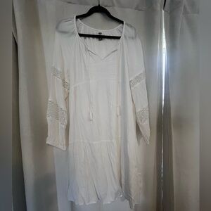 Old Navy White Boho Lace Sleeve Tunic Dress